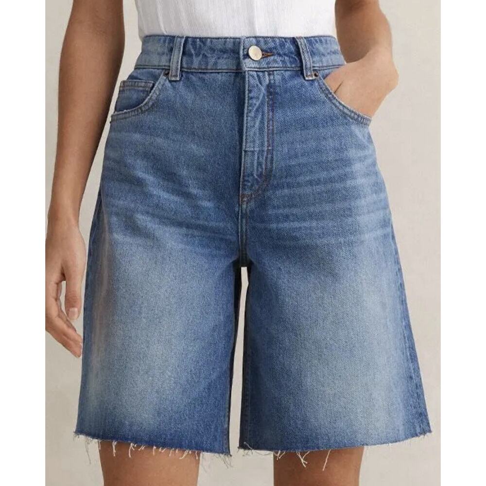 ME+EM Blue Denim Longline Jean Shorts